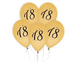 BALLOONS NUMBER 18 BIRTHDAY, GOLD, 12