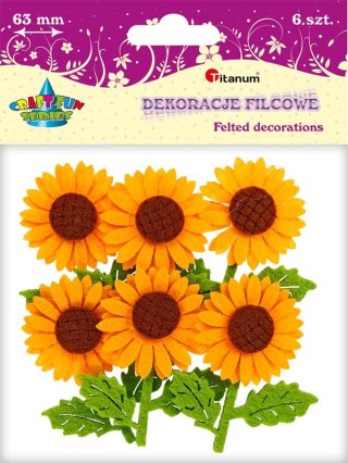 DECORATION DEK 3D FELT FLOWERS POM OP6PCS PBH