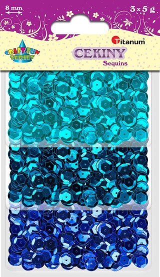 SEQUINS 8MM 3 COLOR SET X5G TITANUM CRAFT-FUN SERIES BEF-008