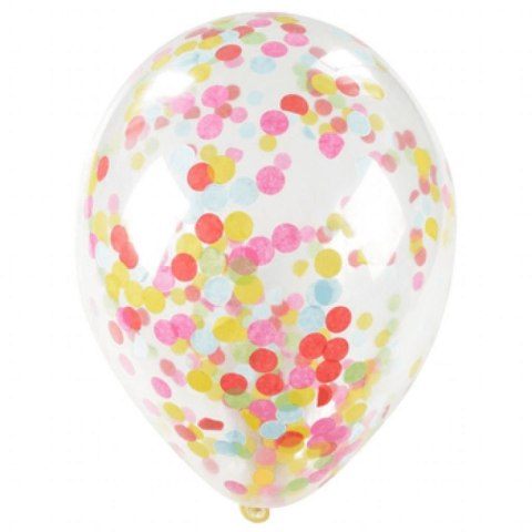 BALLOON 30 CM WITH CONFETTI TRANSPARENT COLOR PACK OF 5 PCS. ARPEX K2688 ARPEX