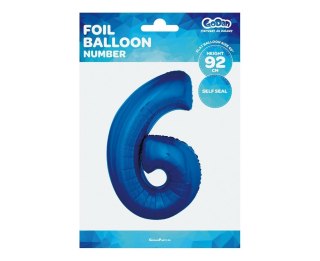 FOIL BALLOON "NUMBER 6", BLUE, 92 CM FG-C85N6 GODAN