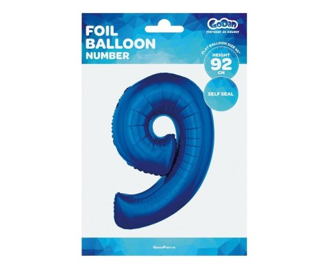 FOIL BALLOON "NUMBER 9", BLUE, 92 CM FG-C85N9 GODAN