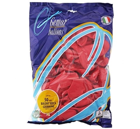 HEART BALLOON 10" GO FOL PACK50PCS GODAN