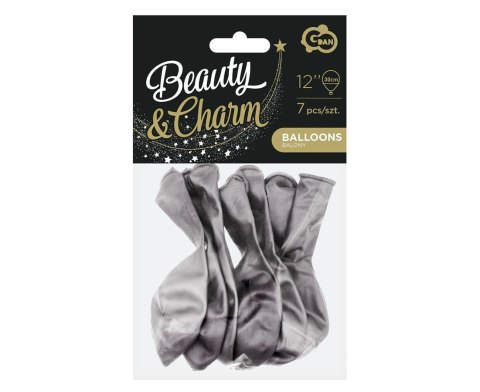 BEAUTY&CHARM BALLOONS, PLATINUM GRAPHITE 12"/ 7 PCS. CB-7LGR GODAN