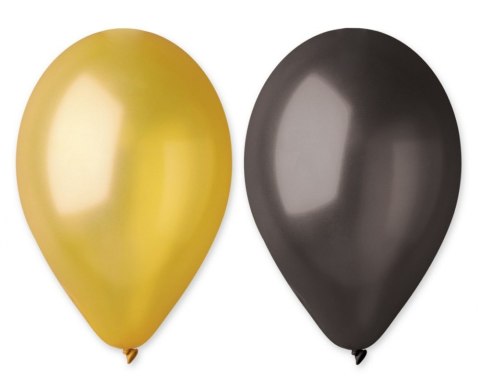 GM90 METAL 10" BALLOONS - GOLD AND BLACK / 50 PCS. GODAN