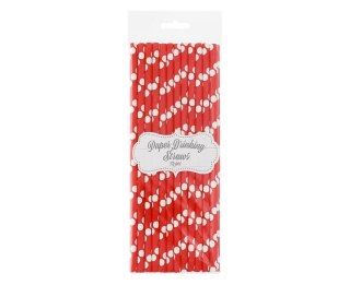 DRINKING STRAWS PAPER DOTS RED 24 PCS GODAN GODAN