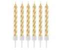 B&C CANDLES WITH STANDS, SCREW GOLD, 8 CM, 12 PCS. GODAN