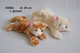PLUSH TOY CAT WITH VOICE 29CM LYING WITH A BOW SUN-DAY K0562 SUN-DAY