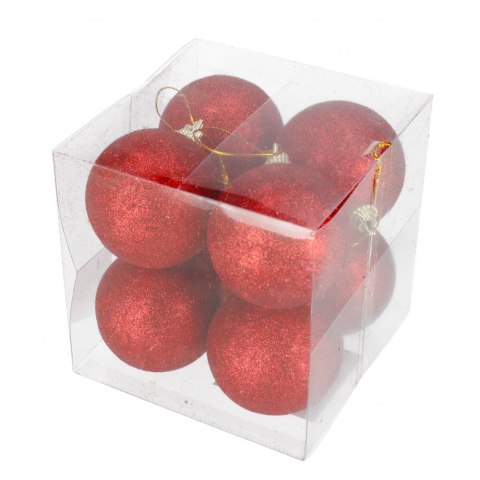 CHRISTMAS TREE DECORATION BAUBLE GLITTER RED PACK OF 8 PCS. ARPEX BN6486CZE ARPEX