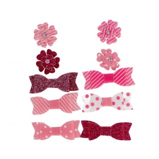 DECORATIVE FABRICS SELF-ADHESIVE BOWS/FLOWERS PINK CRAFT WITH FUN 463866