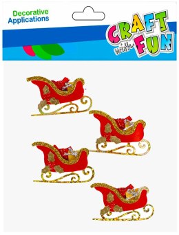 CHRISTMAS SLEIGE STICKERS PACK OF 4 PCS. CRAFT WITH FUN 501400 CRAFT WITH FUN