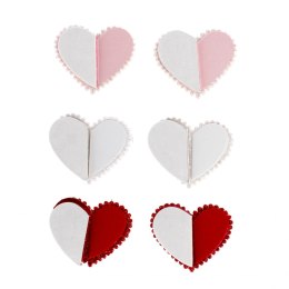 DECORATIVE HEART STICKERS FOLDING PACK 6 PCS. CRAFT WITH FUN 501406 CRAFT WITH FUN