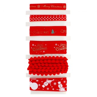 DECORATIVE ORNAMENT RIBBODS CHRISTMAS MIX 6 PCS. CRAFT WITH FUN 501461 CRAFT WITH FUN