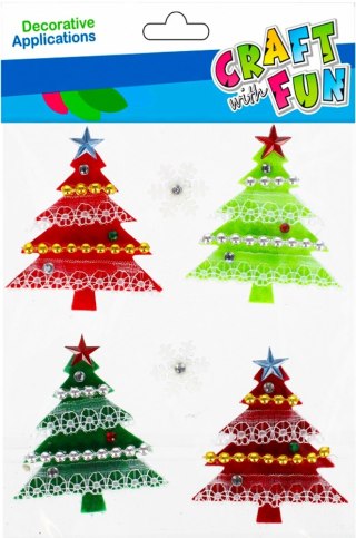 FELT DECORATION SELF-ADHESIVE CHRISTMAS TREE PACK OF 6 PCS. CRAFT WITH FUN 501360 CRAFT WITH FUN