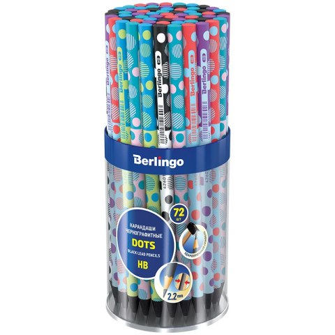 BLACK WOODEN PENCILS HB DOTS TUB A 72 BERLINGO 516958 CDC