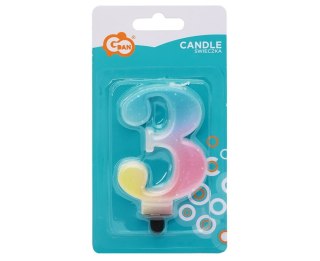 BIRTHDAY CANDLES NUMBERS 3 PASTEL OMBRE GOB/C GODAN