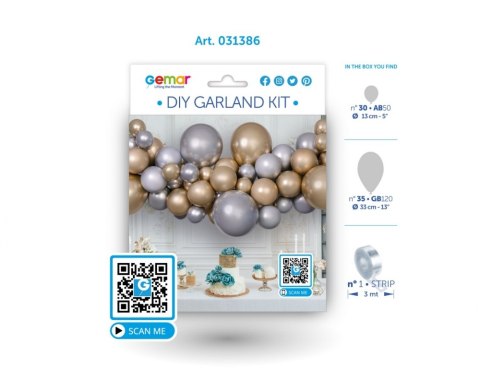 GARLAND BALLOON 65PCS SILVER/ZLO GO PUD GODAN