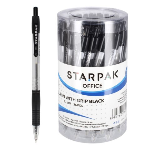AUTOMATIC PEN WITH GRIP IN TUBE 36 PCS. BLACK STARPAK 162129