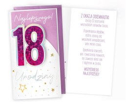 TICKET PM-277 BIRTHDAY 18 EIGHTEEN, NUMBERS, PINK PASSION CARDS - CARDS