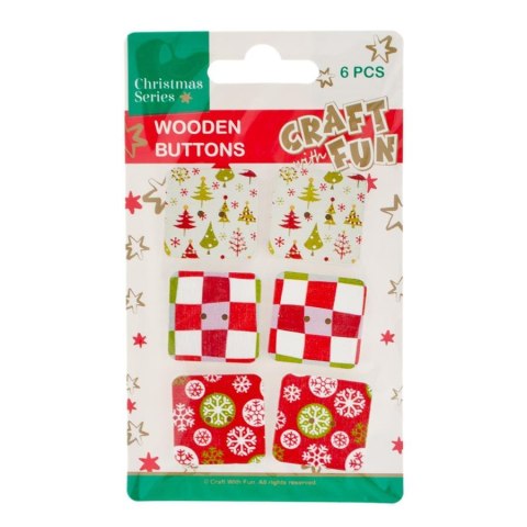 DECORATIVE WOODEN ORNAMENT BN BUTTON SQUARE CRAFT WITH FUN 438511