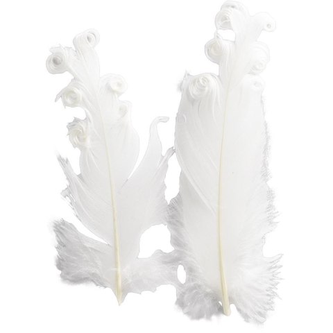 DECORATIVE FEATHERS WHITE CURLY 6 PCS. TITANUM CRAFT-FUN SERIES