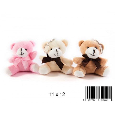 KEYRING PLUSH BEAR WITH A BOW 9CM FOL A 12 TOYS 1232P TOYS