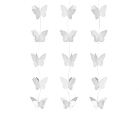 HANGING DECORATION BUTTERFLIES WHITE, SIZE. 7.5CM, 200CM GODAN