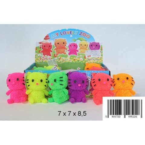GLOWING CAT 8 CM RUBBER MIX OF COLORS MIDEX 1175C TOYS