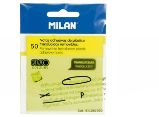 SELF-ADHESIVE NOTES YELLOW MILAN FLUO TRANSPARENT 76 X 76 MM, 50 PCS. PLASTIC NOTES 76X76/50K ZOL MIL FOL MILAN