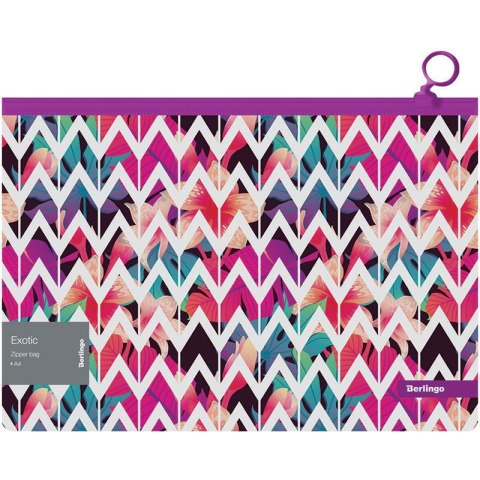 BERLINGO "EXOTIC" ZIP ENVELOPE, A4, 180 M, CDC GEOMETRIC MOTIF