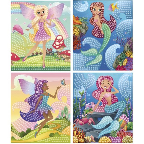 MERMAID GLITTER MOSAIC 4 PATTERNS FUN&JOY HASTA