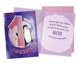 CARNET DKP-032 BIRTHDAY 1 YEAR, NUMBERS, PENGUIN PASSION CARDS - CARDS