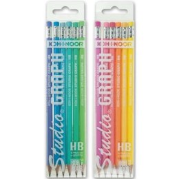 PENCILS WITH ERASER HB PASTEL PACK OF 6 MIX KOH-I-NOR OLO-DH3706 KOH-I-NOOR