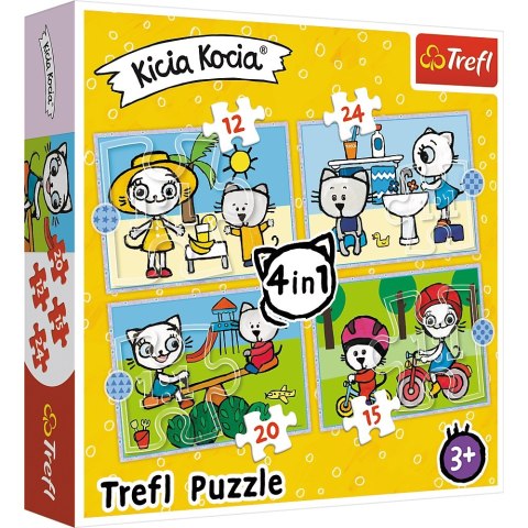 PUZZLE 4IN1 34372 KITTY'S DAY CAT POUD TREFL 34372 TR