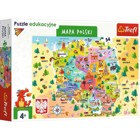 PUZZLE 54 ELEMENTS TREFLIKA MAP OF POLAND TREFL 15556