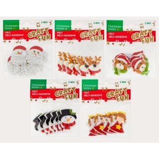 DECORATIVE SELF-ADHESIVE FELT CHRISTMAS MIX CRAFT WITH FUN 439579