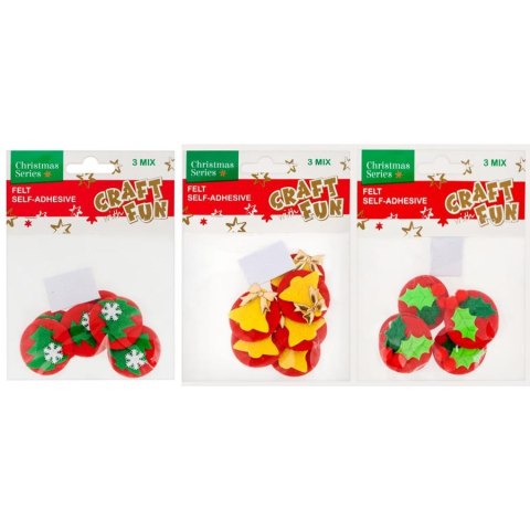 DECORATIVE SELF-ADHESIVE FELT CHRISTMAS MIX CRAFT WITH FUN 439590