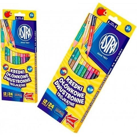 TWO-SIDED PENCILS 24 COLORS TRIANGULAR SHARPER ASTRA 312113001