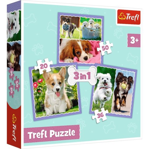 PUZZLE 3IN1 CUTE DOGS PUD TREFL 34854 TR