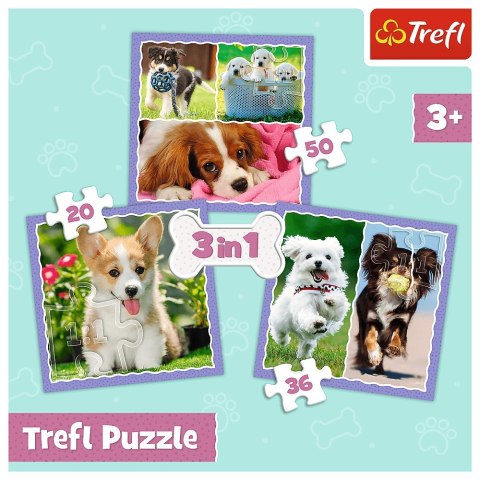 PUZZLE 3IN1 CUTE DOGS PUD TREFL 34854 TR