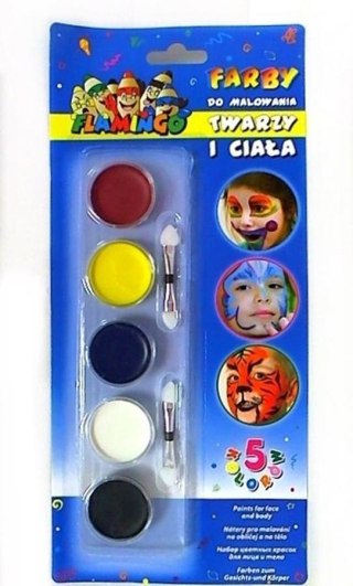 FACE AND BODY PAINTS 5 COLORS FLAMINGO HASTA