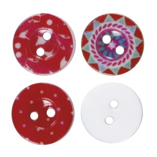 ROUND PLASTIC BUTTONS 15MM RED TONE 30PCS TITANUM CRAFT-FUN SERIES