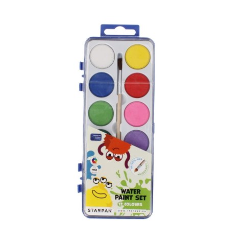 WATERCOLOR PAINTS 12 COLORS WITH A BRUSH MONSTER STARPAK 513804 STARPAK