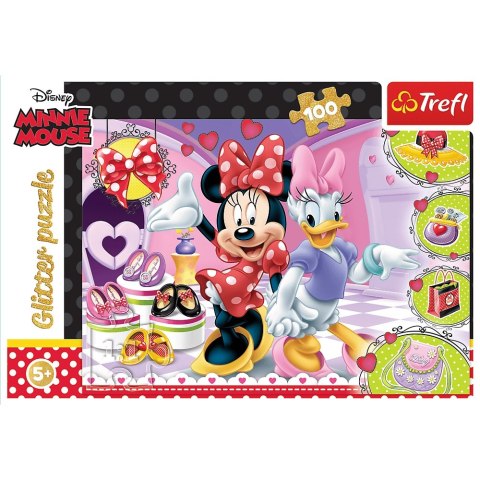 PUZZLE 100 PIECES GLITTER MINNIE AND THE FLASH OF TREFL 14820 TR