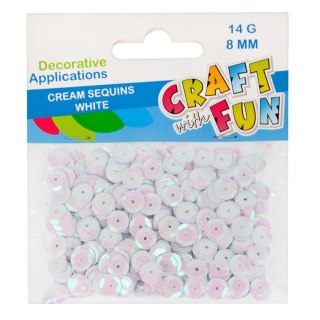 SEQUINS CREAM ROUND 8 MM WHITE CRAFT WITH FUN 439338