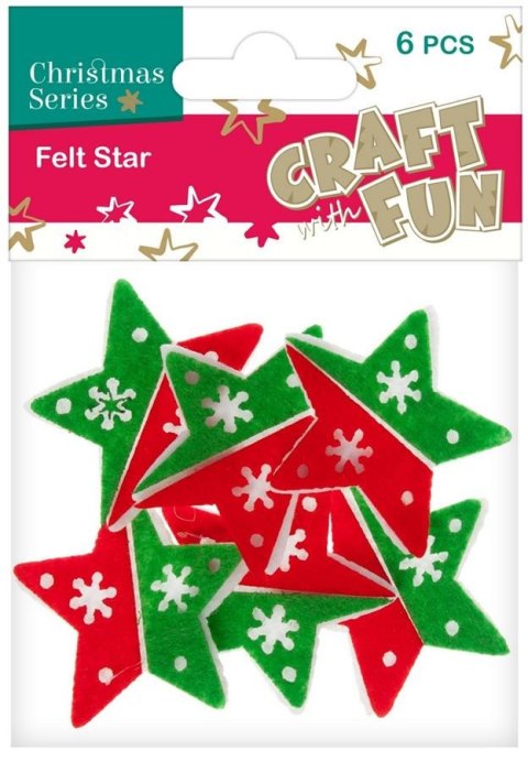 DECORATION CHRISTMAS FELT STARS 6 PCS. CRAFT WITH FUN 383936