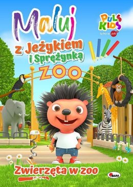 Animals in the zoo. Paint with Hedgehog and Spring