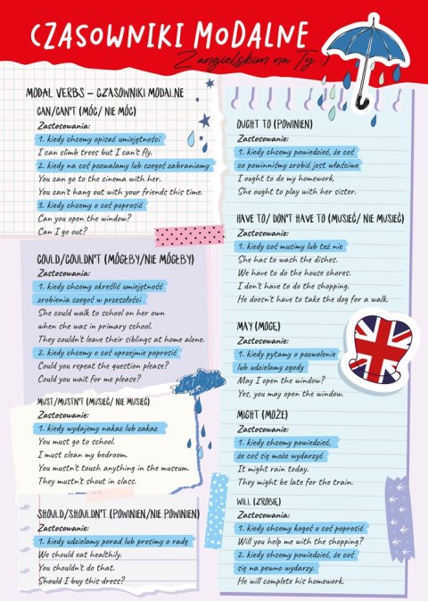 Double sided A4 board English Modal verbs conditional