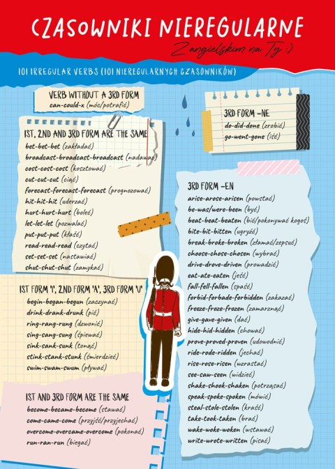 Double-sided A4 board English Irregular verbs