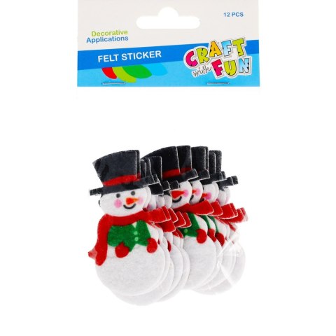 DECORATIVE FELT SELF-ADHESIVE ORNAMENT CHRISTMAS SNOWMANS CRAFT WITH FUN 480005